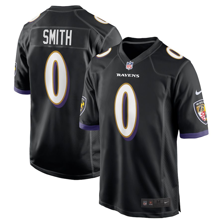 Men Baltimore Ravens 0 Roquan Smith Nike Black Team Game NFL Jersey